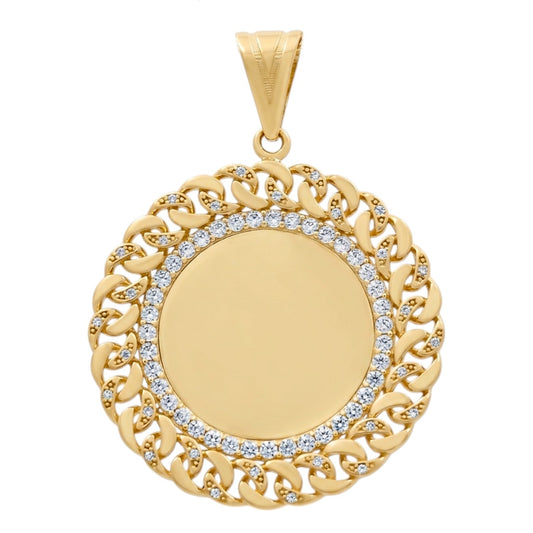 10K Yellow Gold Medal Pendant with Cz / Size: 35MM / Weight: 7.6 GR / COPD0MD-2