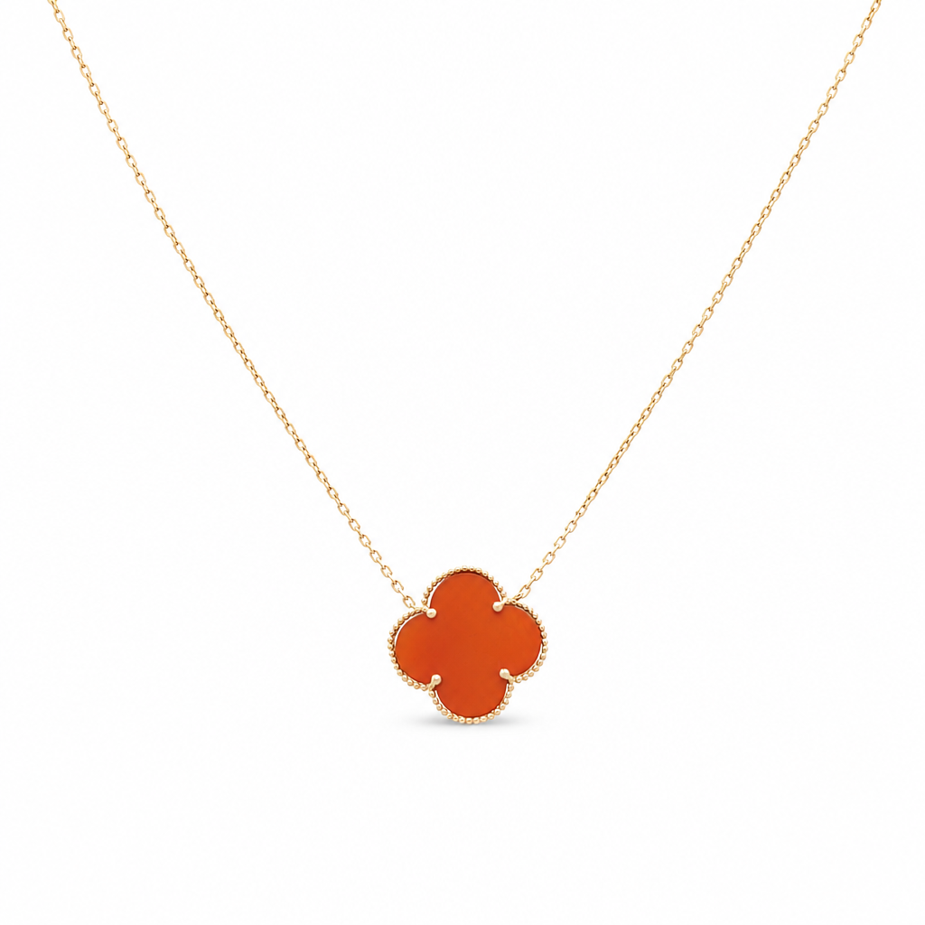 10K Yellow Gold One Red Clover Necklace / Size: 16” / Weight: 3.5 GR / BONK0CLV-6