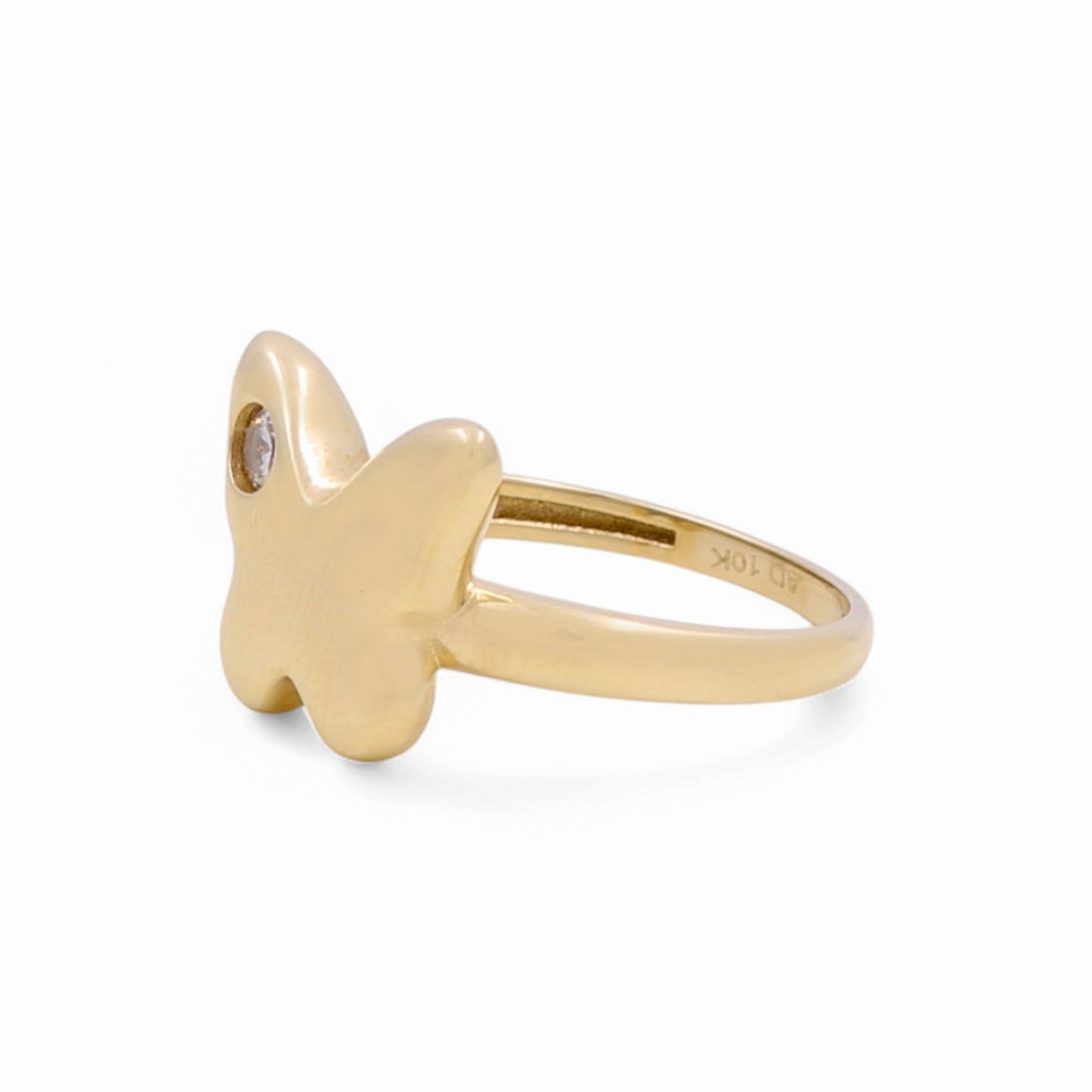10K Yellow Gold Butterfly Women's Ring with White Cz / Size: 8 / Weight: 1.7 GR / Y25-209