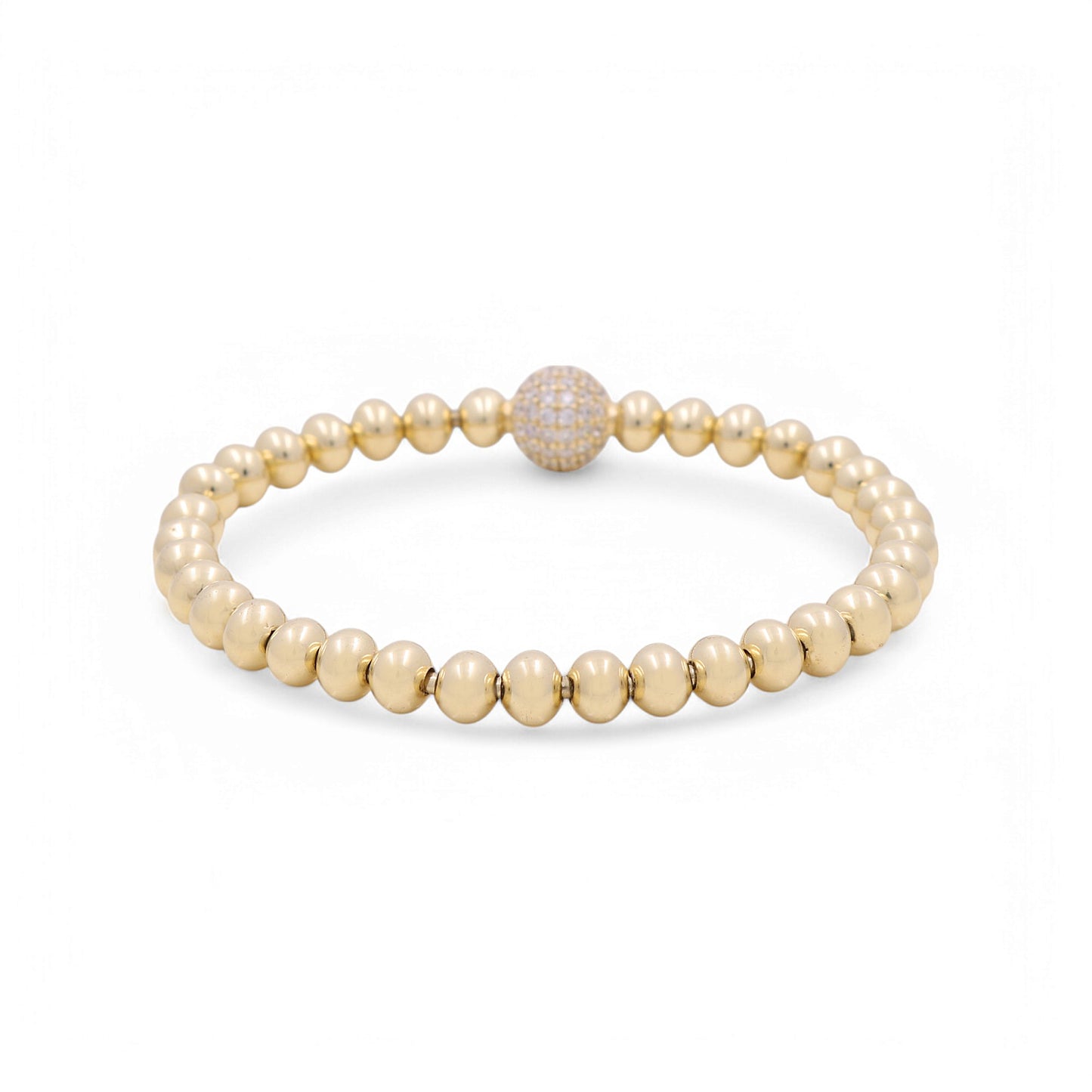 14K Yellow Gold Adjustable Balls Women’s Bracelet with Cz / Weight: 15 GR / CPWB4BLL