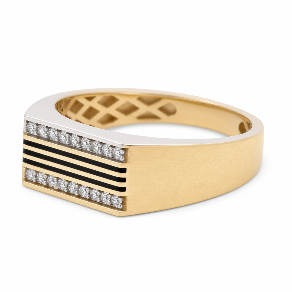 10K Yellow Gold Men's Ring with Cz Stone / Size: 10.5 / Weight: 4.2 GR / 602-00296