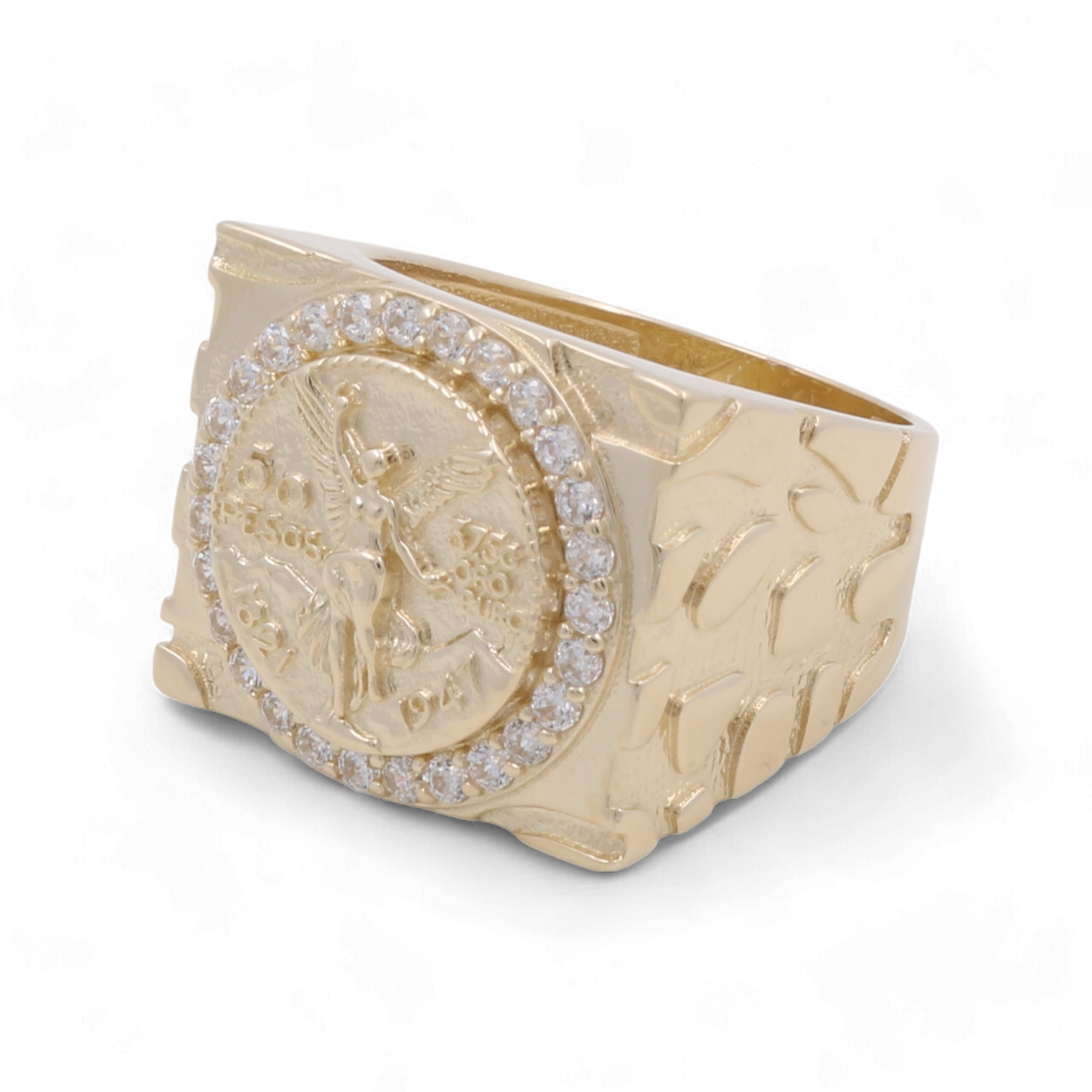 14K Yellow Gold Men’s Fashion Liberty Ring / CZ / Size 10 / Weight: 12.5 GR / COMR4CNT