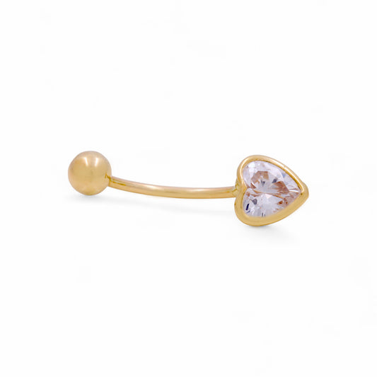 14K Yellow Heart Gold Piercing with Cz / 6-147701KS