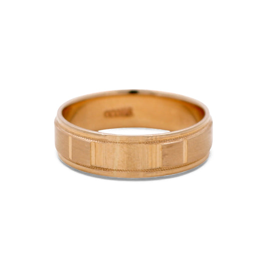 14K Yellow Gold Men’s Wedding Band with Design / Size: 10 / Weight: 5.3 GR / DEEMWB4DS-7