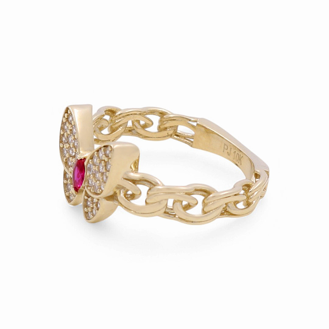 10K Yellow Gold Butterfly Women's Ring with CZ / Size: 7.5 / Weight: 2.7 GR / DPWR0BF-1