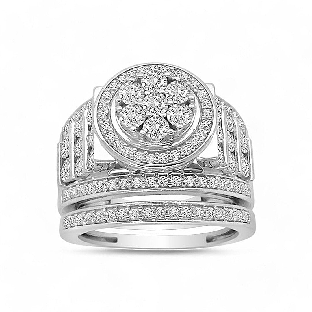 10K White Gold Women's Diamond Bridal Ring Set 1.0 Ct / Size 6.5/ 232721W