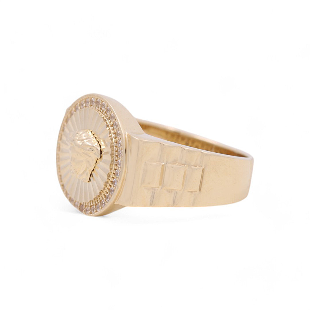 14K Yellow Gold Men’s Medusa Fashion Ring / CZ / Size 9.5 / Weight: 7.7 GR / COMR4FS-39