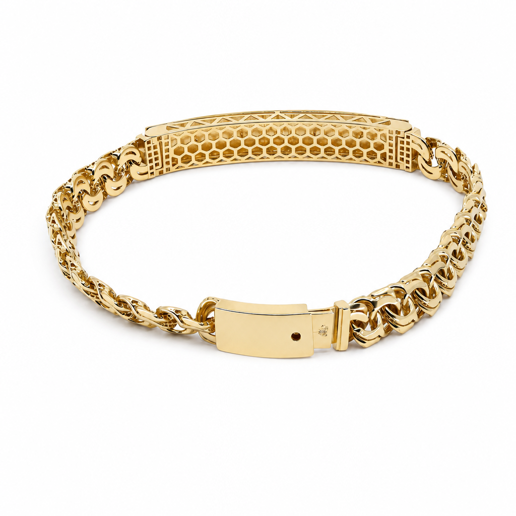 14K Yellow Gold Chinese Link ID Bracelet / Size: 7mm 8" / Weight: 10.6 GR / SFEEMB4CH7-8