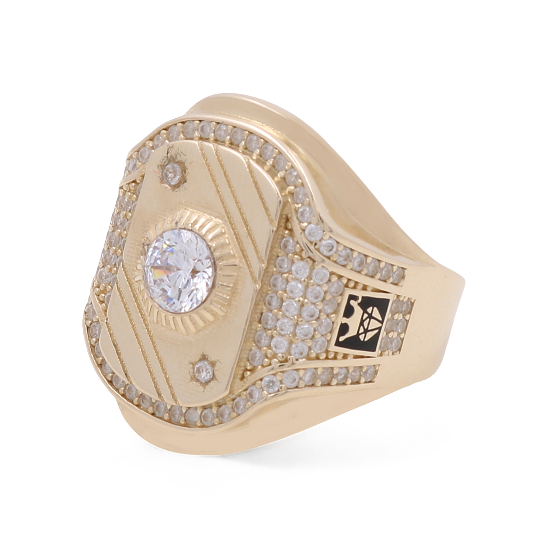 14K Yellow Gold Men’s Monaco Ring / CZ / Size 9 /  COMR4MON-8