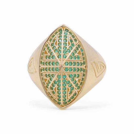 14K Yellow Gold Fashion Women's Ring With Green Cz / Size: 11.5 / Weight: 6.2 GR / CPMR4FS-26