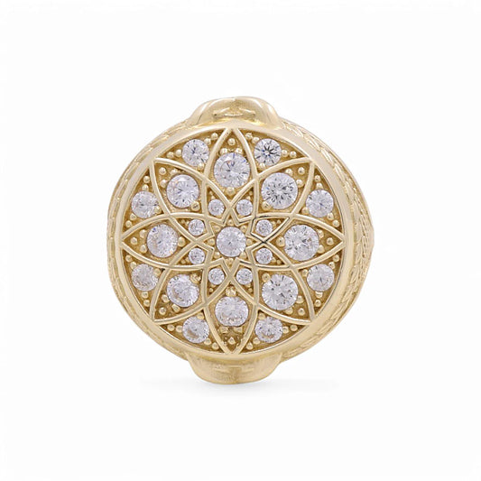 10K Yellow Gold Men’s Ring RD Rosetta Style White Stones / Size: 10 / Weight: 9.6 GR / DPMR0FS-4