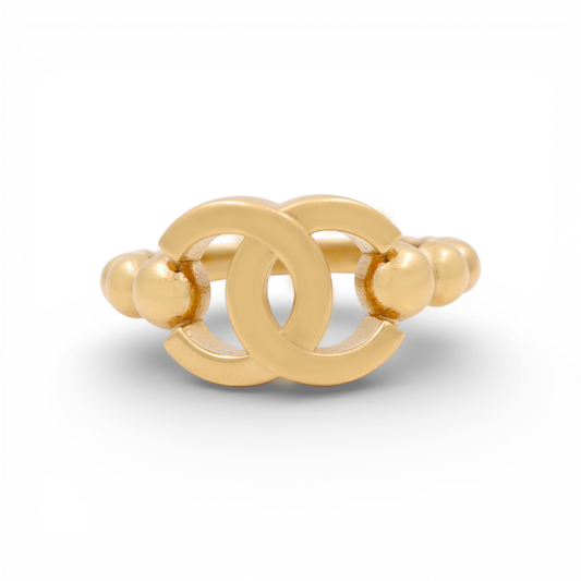 14K Yellow Gold Fashion CC Women's Ring / Size: 7.5 / Weight: 2.9 GR / Y23-135