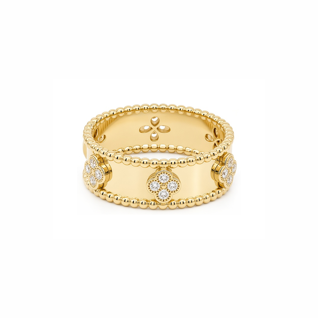 14K Yellow Gold Fashion Women's Ring with Cz / Size: 9 / Weight: 4 GR / P61R-20