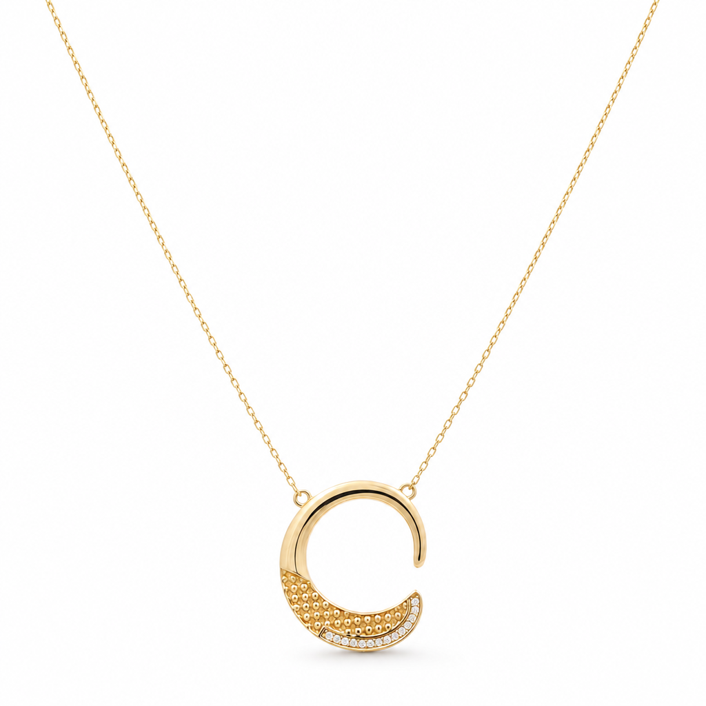 14K Yellow Gold Necklace With Fashion Pendant / Size: 16" / Weight: 5.5 GR / Stone: Cz / CCNK4FS-3