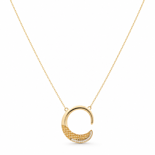 14K Yellow Gold Necklace With Fashion Pendant / Size: 16" / Weight: 5.5 GR / Stone: Cz / CCNK4FS-3