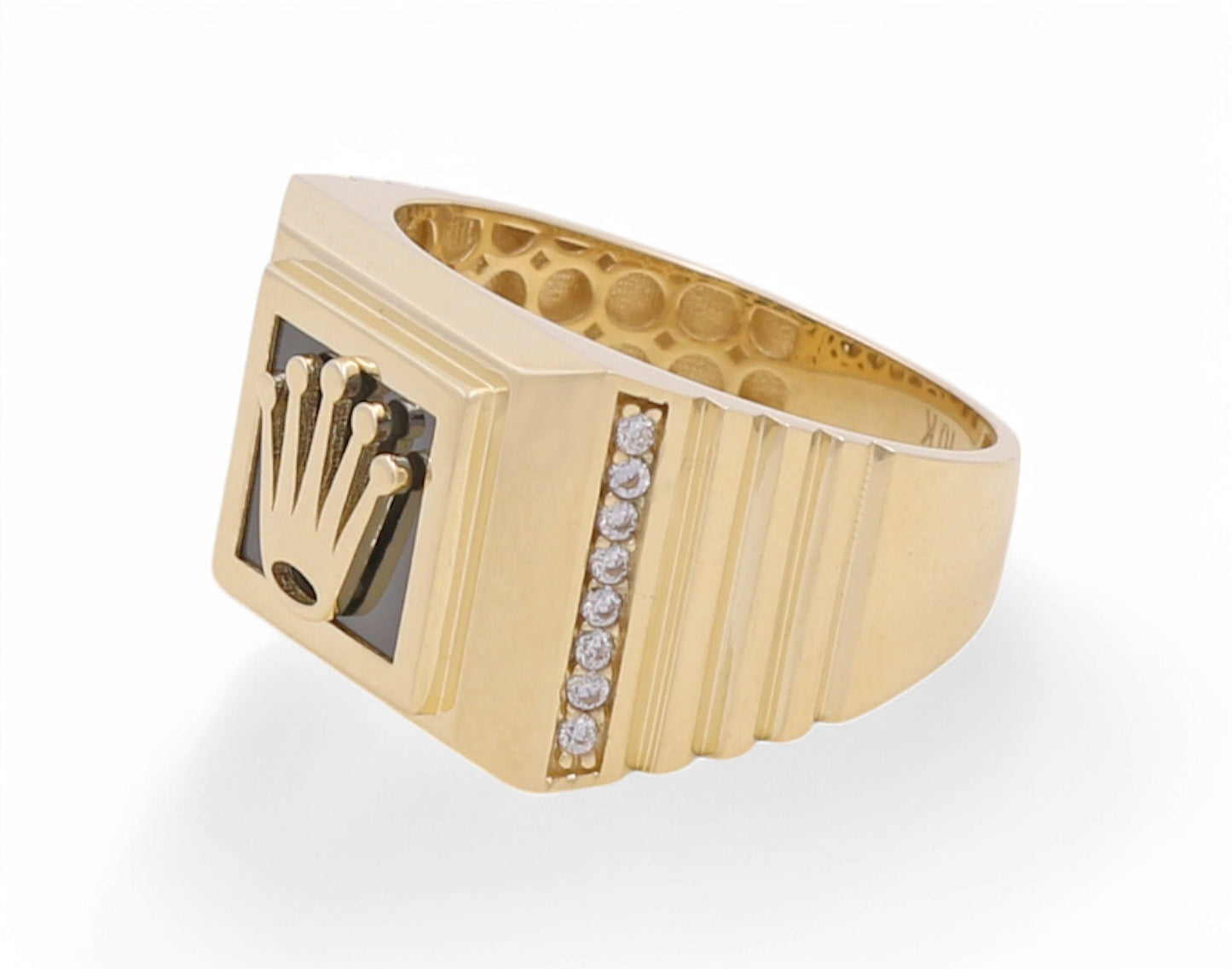 10K Yellow Gold Men’s Fashion Ring RX Black Stone / Size 10.5 / Weight: 6.6 GR / P04FM-687