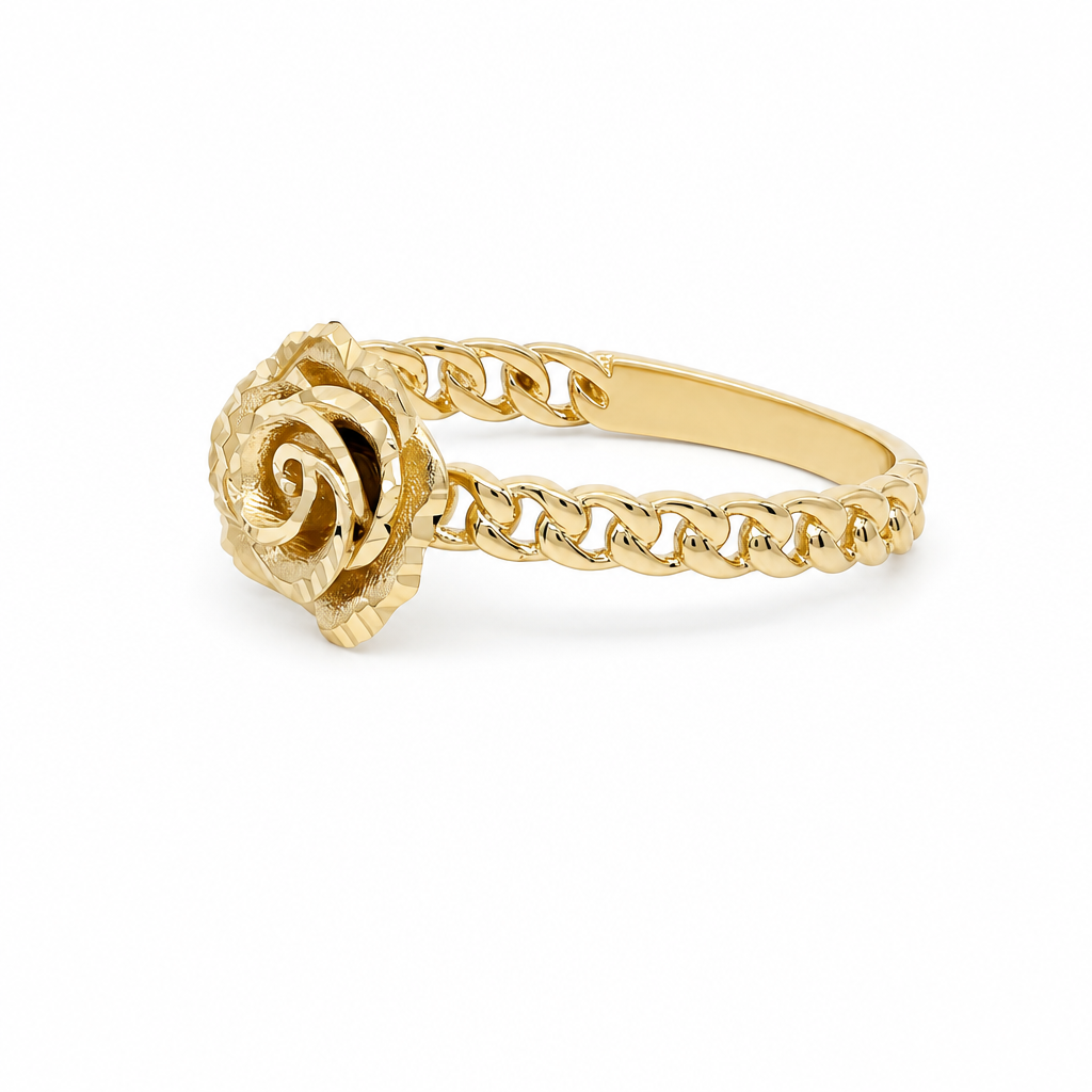 14K Yellow Gold Rose Women's Ring / Size: 7 / Weight: 2.2 GR / DQWR4FL-11