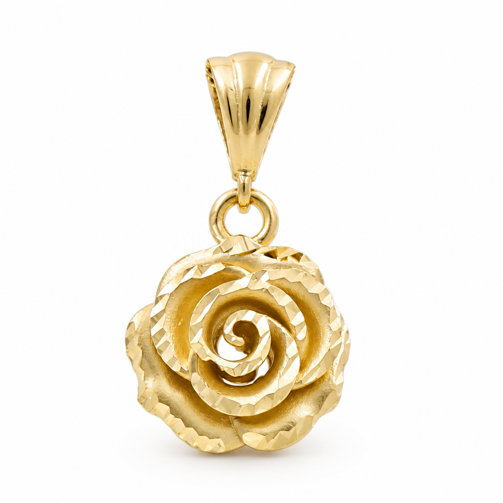 10K Yellow Gold Flower Women's Pendant / Weight: 1.9 GR / DQPD0FL-1