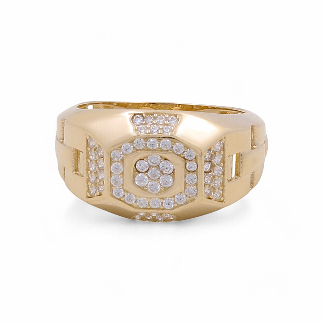 14K Yellow Gold Fashion Men's Ring / CZ / Size 10.5 / Weight: 4.4 GR / COMR4FS-1