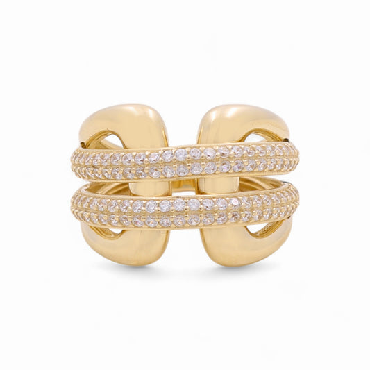 14K Yellow Gold Fashion Women's Ring with Cz / Size: 8.5 / Weight: 5.1 GR / DQWR4FS-16