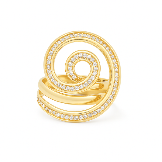 14K Yellow Gold Fashion Women's Ring with White Stones / Size: 8 / Weight: 4.8 GR / DQWR4FS-62