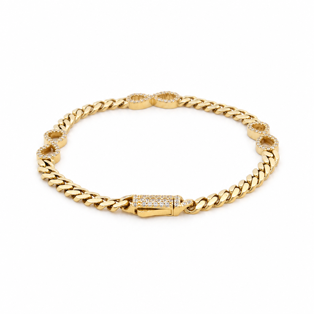 10K Yellow Gold Women's Infinity Bracelet With Cz / Size: 6.5" 4mm / Weight: 4.5 GR / DQWB0IF