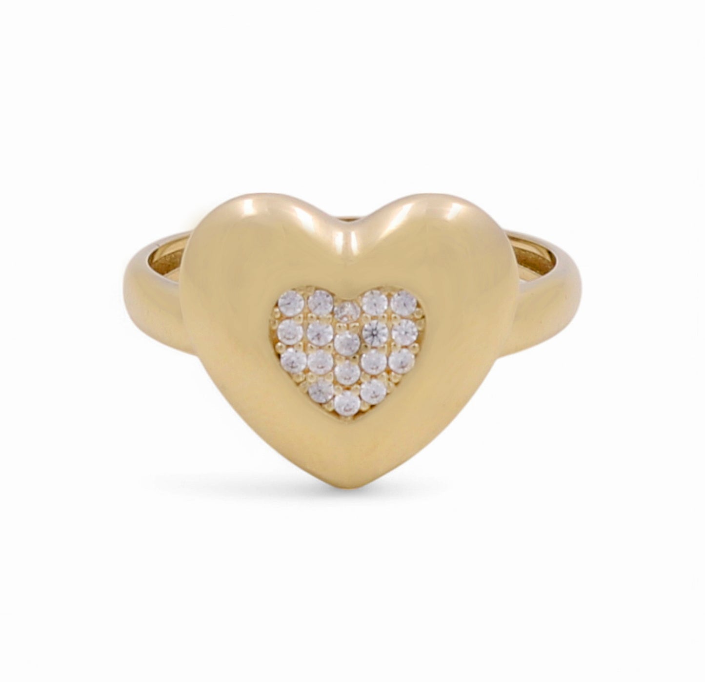 10K Yellow Gold Heart Women's Ring with Cz / Size: 7 / Weight: 1.7GR / Y25-212