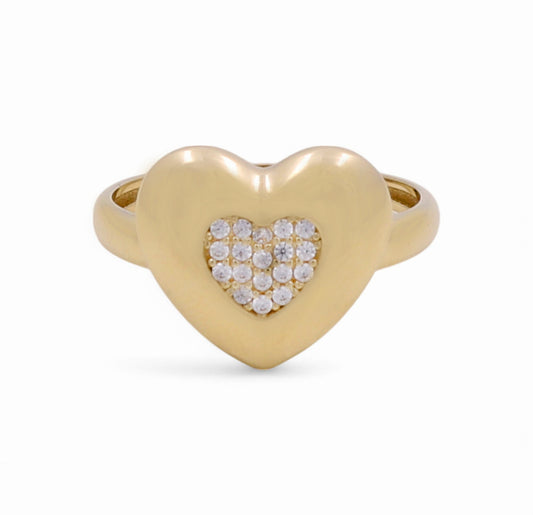10K Yellow Gold Heart Women's Ring with Cz / Size: 7 / Weight: 1.7GR / Y25-212