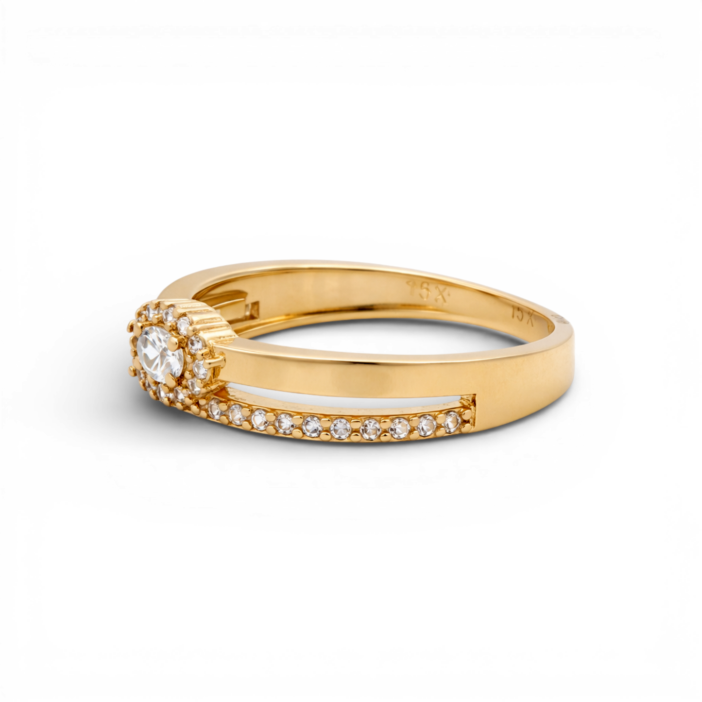 14K Yellow Gold Fashion Women's Ring with White Stones / Size: 7 / Weight: 1.8 GR / DQWR4FS-69