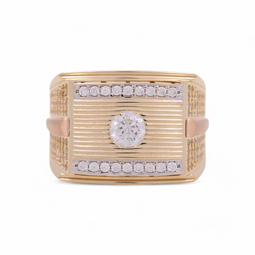 14K Yellow and Rose Gold Men’s Fashion Ring / CZ / Size 9.5 / Weight: 11.0 GR / COMR4FS-51