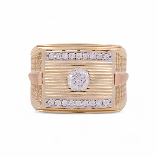 14K Yellow and Rose Gold Men’s Fashion Ring / CZ / Size 9.5 / Weight: 11.0 GR / COMR4FS-51