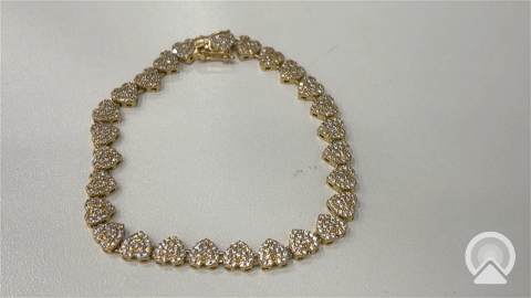 Bracelet BOWB4HR 14k B Cz Size 8" Weight 14.8gr Fashion Bracelet with Hearts