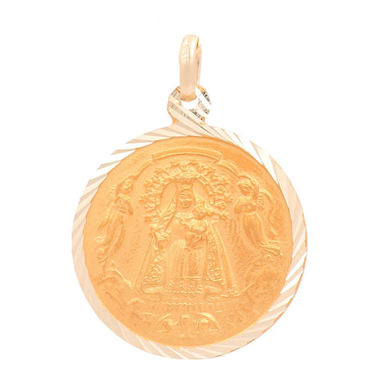 14K Yellow Gold Medal with Virgen de la Caridad Pendant / 24MM /  000-00020