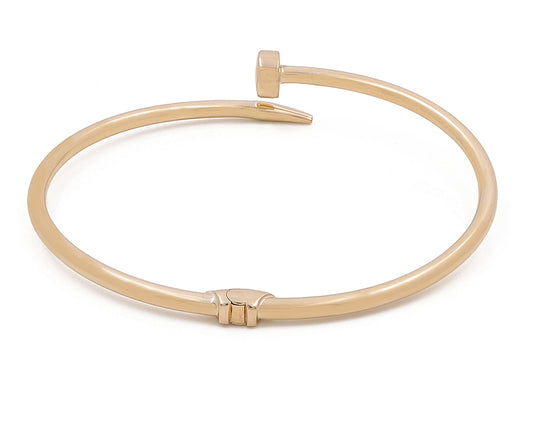14K Yellow Gold Semisolid Nail Bangle Bracelet / Weight: 7.8 GR / COBB4CT-2