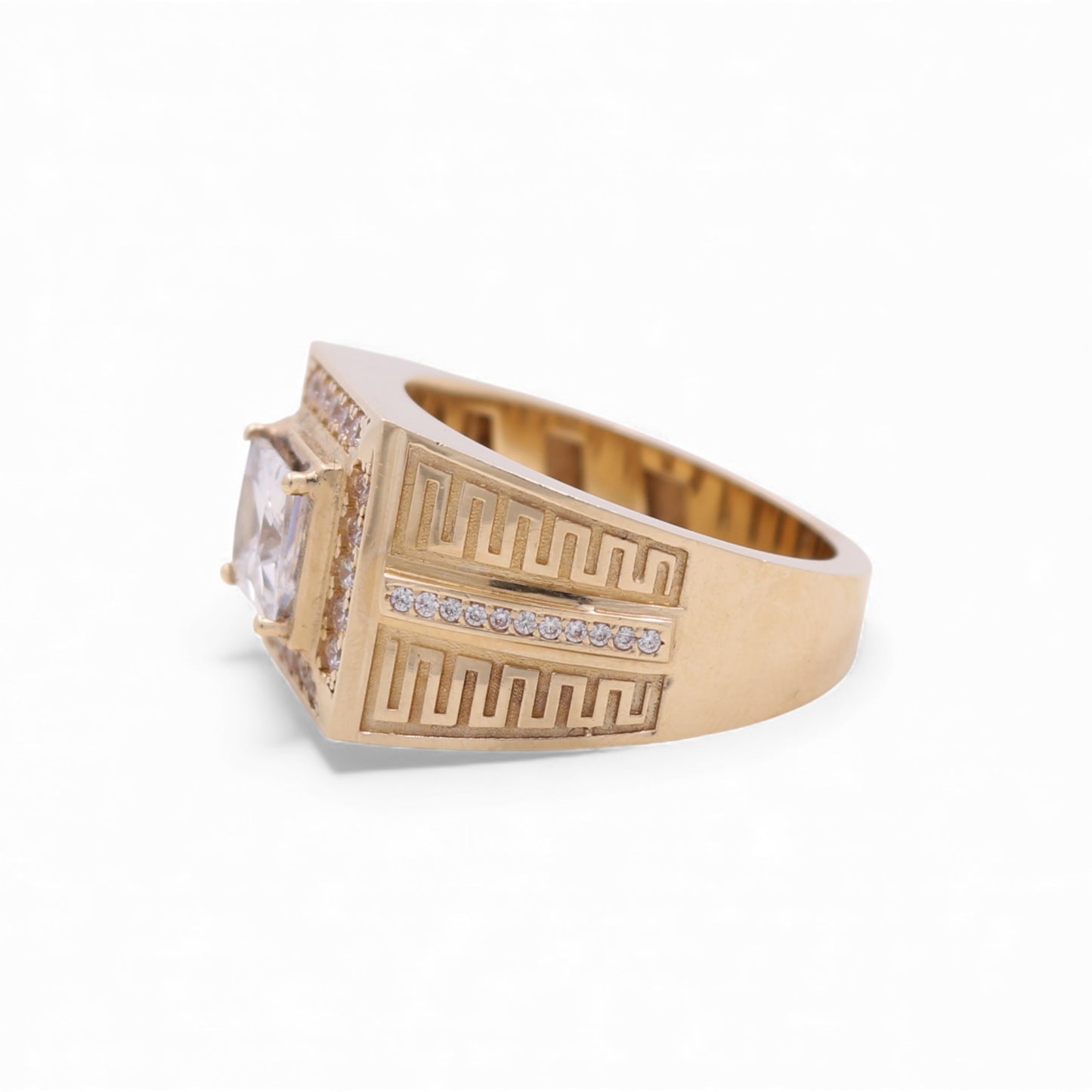 14K Yellow Gold Square Men's Ring / Size 11 / Weight: 12.7 GR / BOMR4FS-17