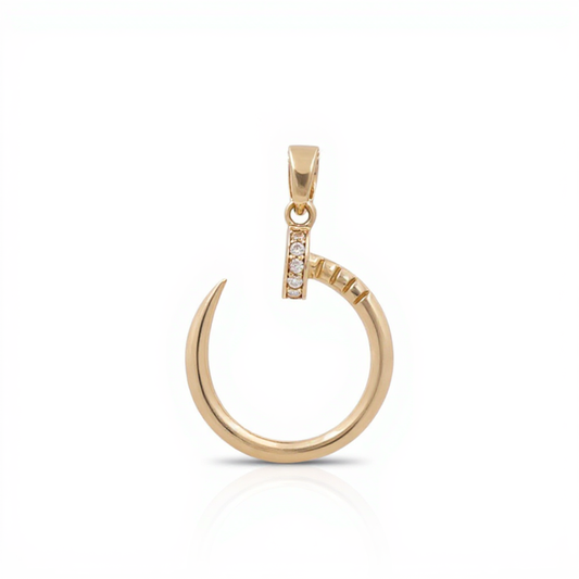 10K Yellow Gold Nail Pendant with Cz / Weight: 1.5 GR / CQPD0NL