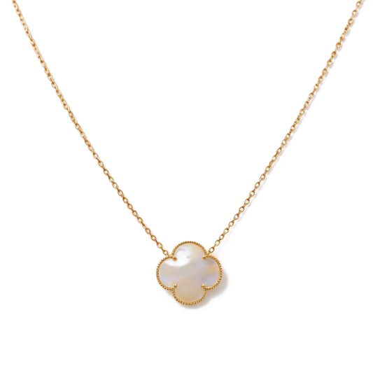 10K Yellow Gold One Mother of Pearl Clover Necklace / Size: 17” 11MM / Weight: 2.8 GR / CQNK0CLV-2