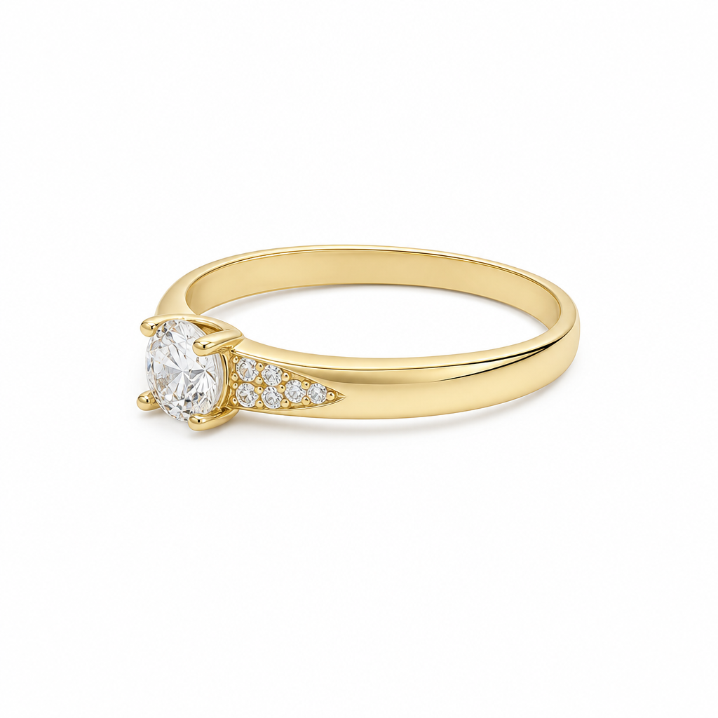 14K Yellow Gold Women's Engagement Ring / Stone: Cz / Size: 8 / Weight: 1.8 GR / DQWR4ER-1