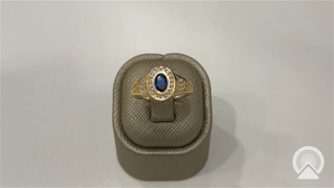 14k Yellow Gold Redondo Kids Ring with Blue Cz /Size 5 / Weight 2.4gr / COKR4FS-1