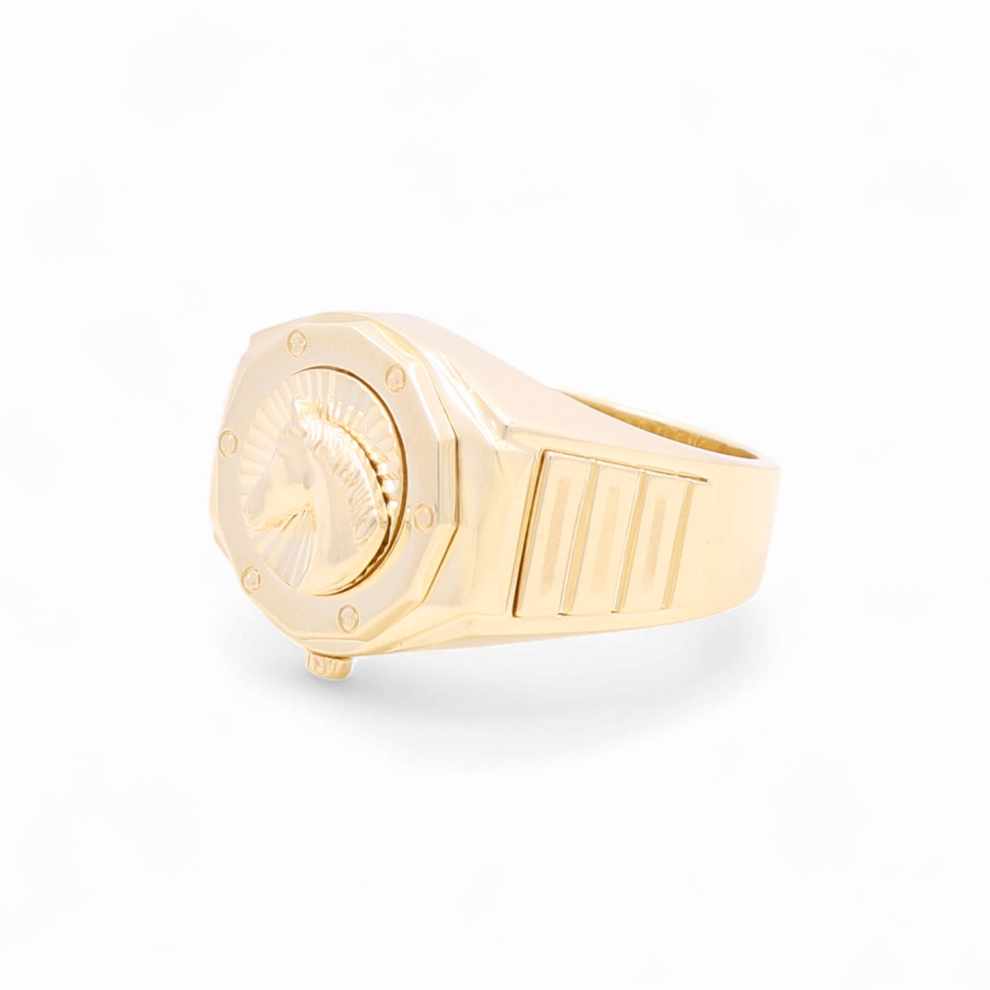 10K Yellow Gold Round Horse Men's Ring / Size: 11 / Weight: 9.1 GR / 711-99999