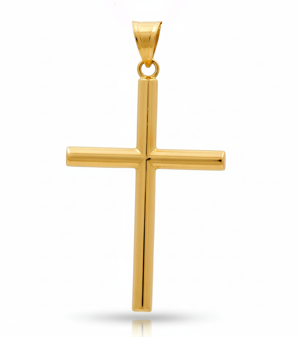 14K Yellow Gold Plain Cross Pendant / Weight: 1.3 GR / P66P-56