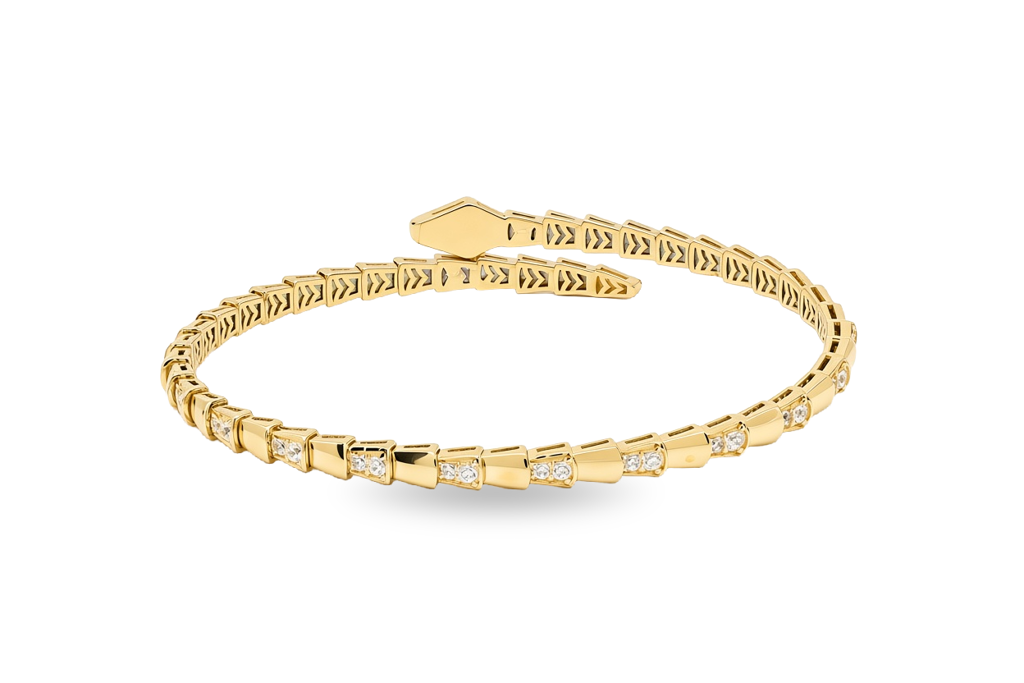 10K Yellow Gold Fashion BV Bangle Bracelet with Cz / Size: 18 / Weight: 8.6 GR / P23B-1646