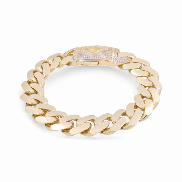 10K Yellow Gold Monaco Semisolid Men's Bracelet / Stone: Cz / Size: 11mm 8.5" / Weight: 16.7 GR / COMB0MON11-8.5