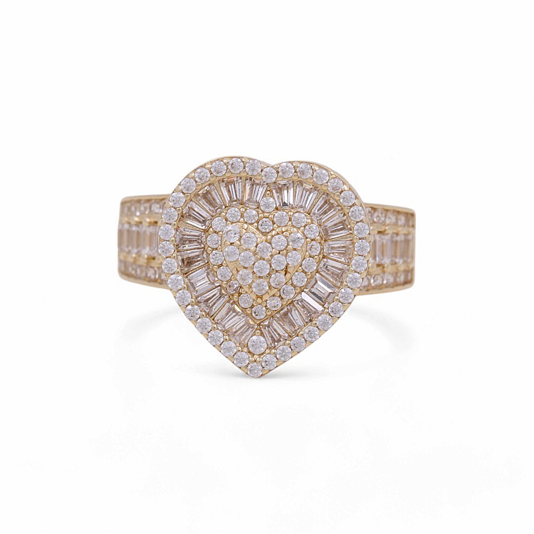 10K Yellow Gold Heart Women's Ring / CZ / Size: 8 / Weight: 3.9 GR / DPWR0HR-2