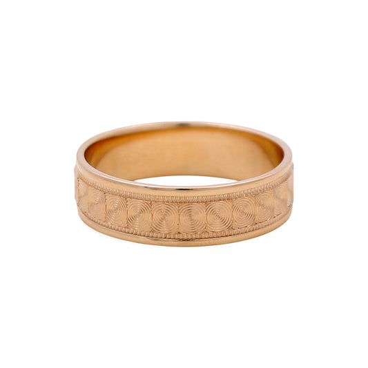 14K Yellow Gold Men’s Wedding Band with Design / Size: 10 / Weight: 4.6 GR / WBEEMWB4DS-8