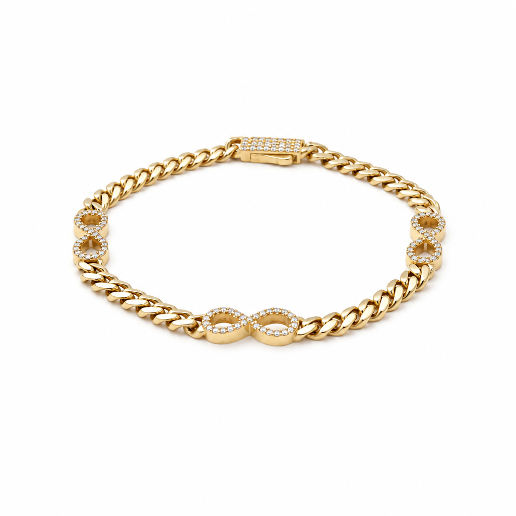 10K Yellow Gold Women's Infinity Bracelet With Cz / Size: 6.5" 4mm / Weight: 4.5 GR / DQWB0IF