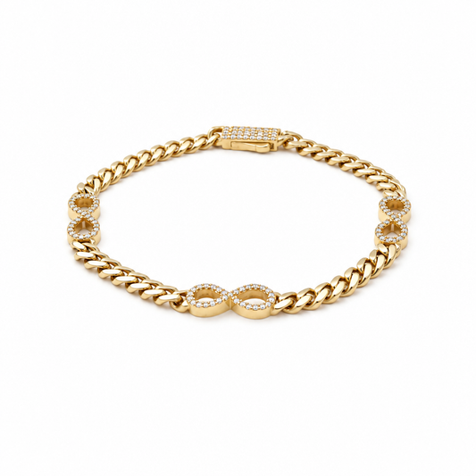 10K Yellow Gold Women's Infinity Bracelet With Cz / Size: 6.5" 4mm / Weight: 4.5 GR / DQWB0IF