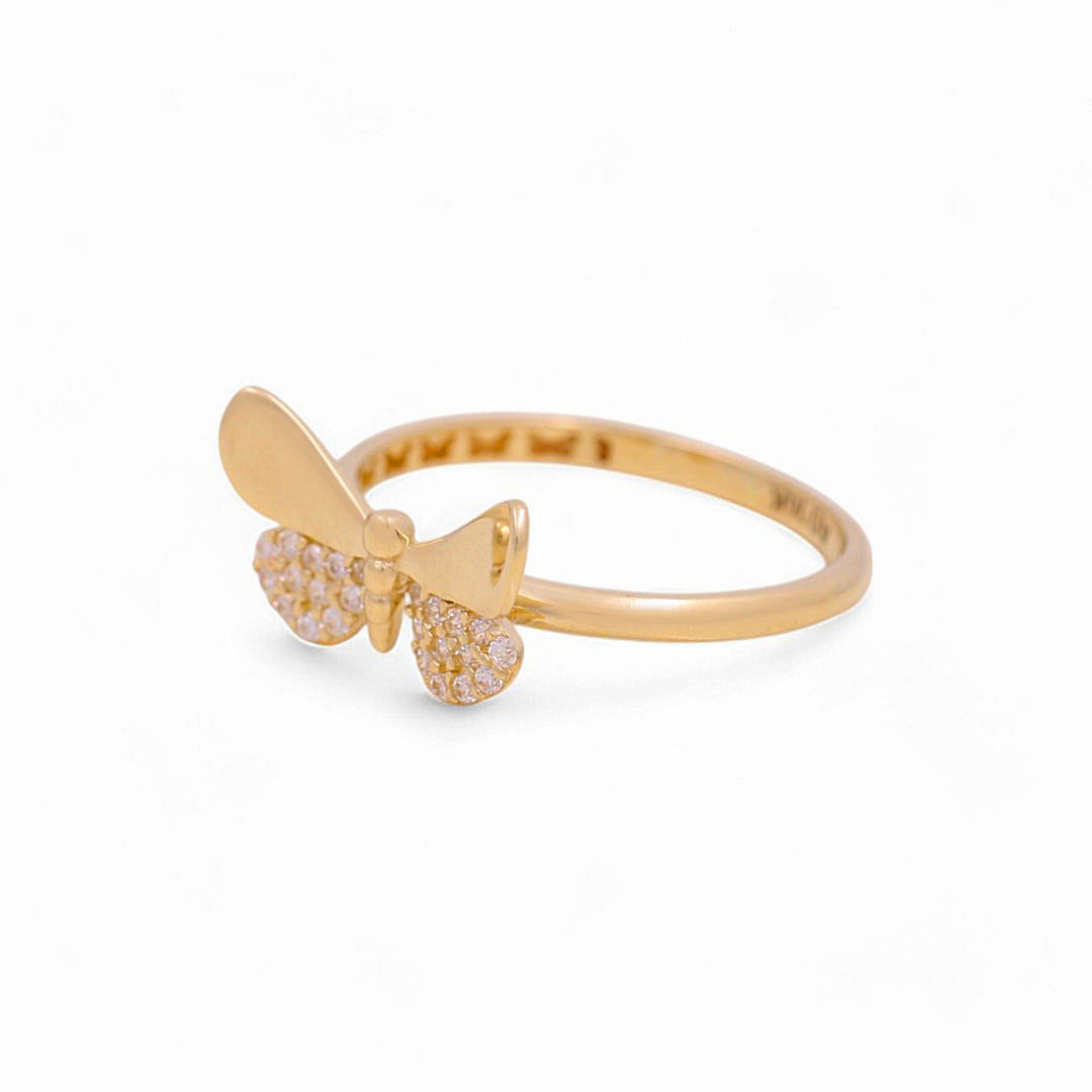 14K Yellow Gold Butterfly Women's Ring with White Cz / Size: 7/ Weight: 1.8 GR / VR-62