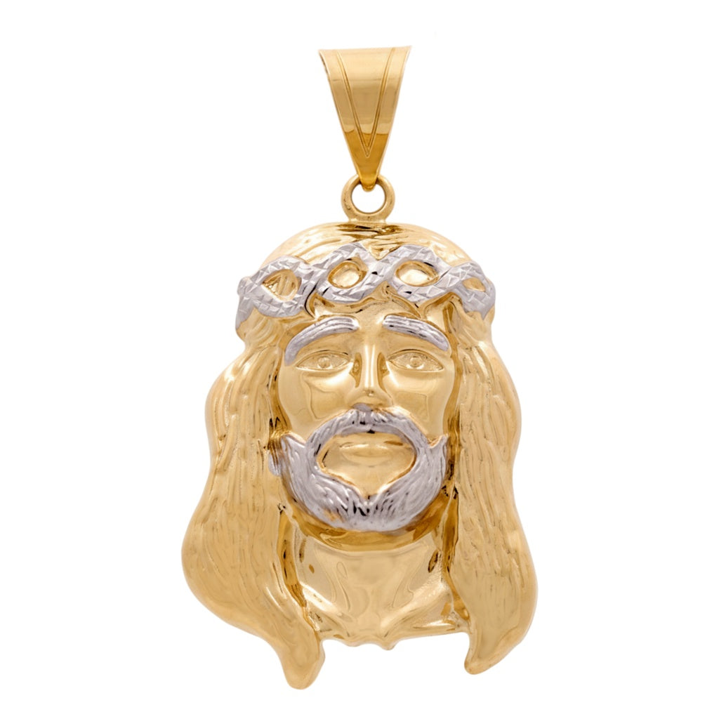 14K Yellow and White Gold Christ Head Pendant / Weight: 6.7 GR / P66P-21