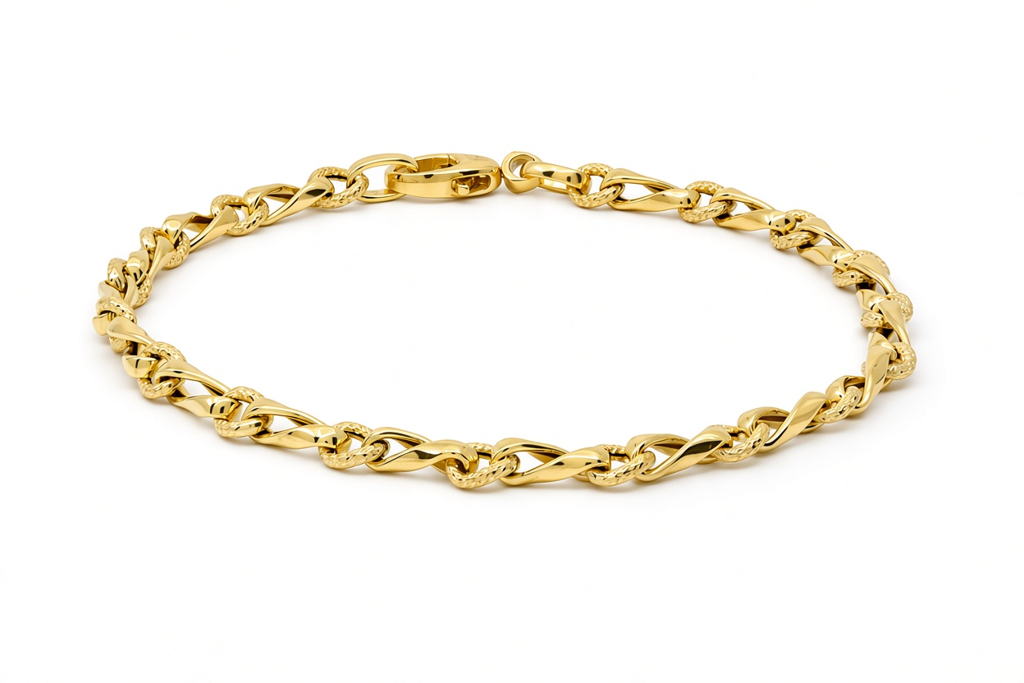 10K Yellow Gold Semisolid Italian Link Bracelet / Size: 7" / Weight: 3 GR / MR701BR